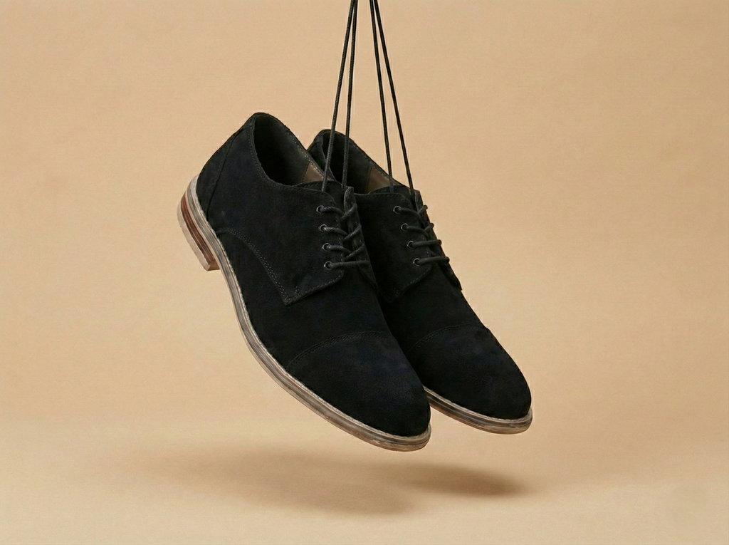 Black Suede Derby Shoes