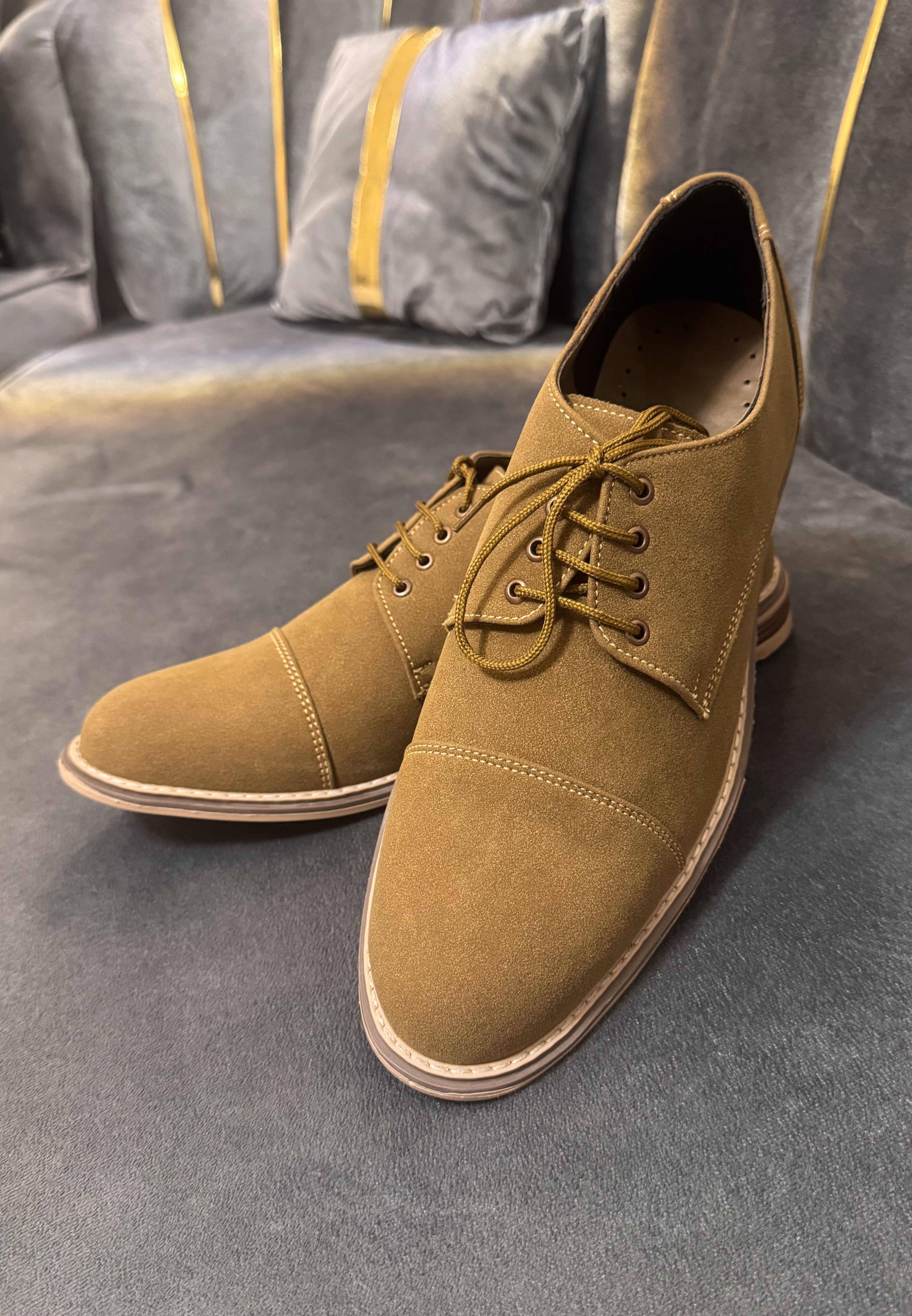 Mustard Suede Derby Shoes